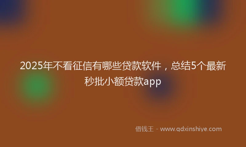 2025年不看征信有哪些贷款软件，总结5个最新秒批小额贷款app