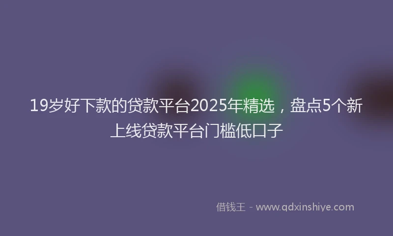 19岁好下款的贷款平台2025年精选，盘点5个新上线贷款平台门槛低口子