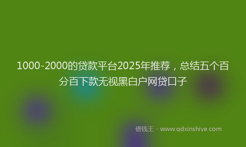 1000-2000的贷款平台2025年推荐，总结五个百分百下款无视黑白户网贷口子