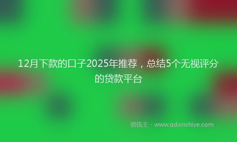 12月下款的口子2025年推荐，总结5个无视评分的贷款平台