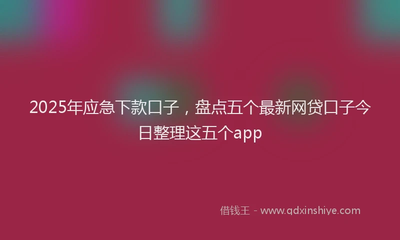 2025年应急下款口子，盘点五个最新网贷口子今日整理这五个app