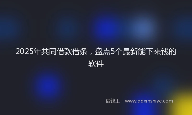 2025年共同借款借条，盘点5个最新能下来钱的软件