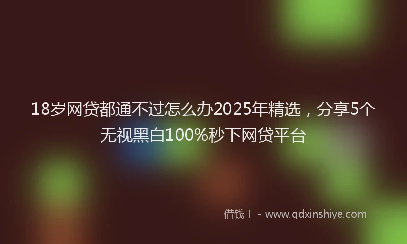 18岁网贷都通不过怎么办2025年精选，分享5个无视黑白100%秒下网贷平台