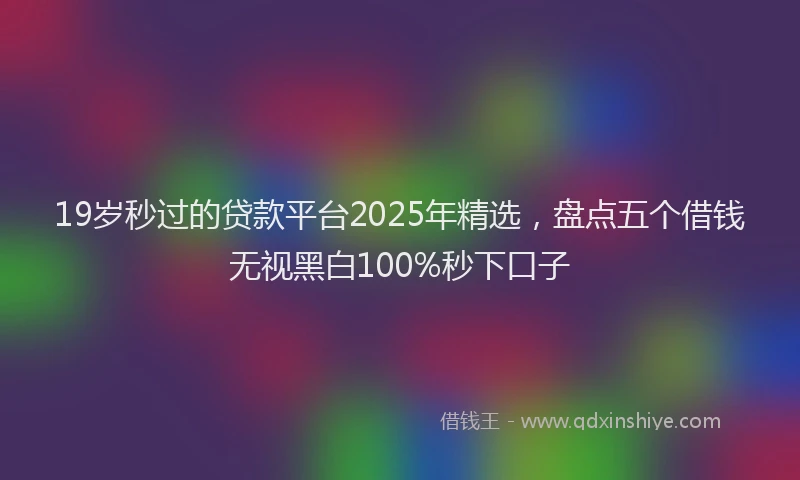 19岁秒过的贷款平台2025年精选，盘点五个借钱无视黑白100%秒下口子