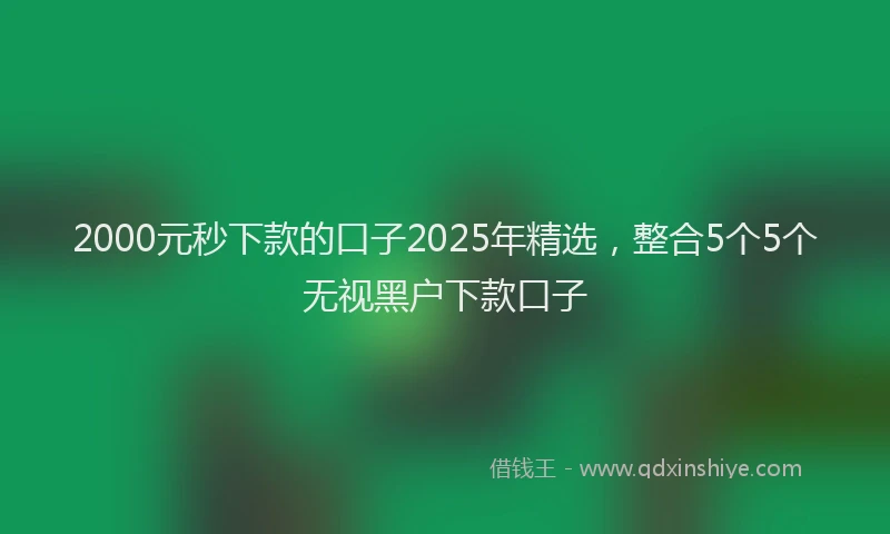 2000元秒下款的口子2025年精选，整合5个5个无视黑户下款口子