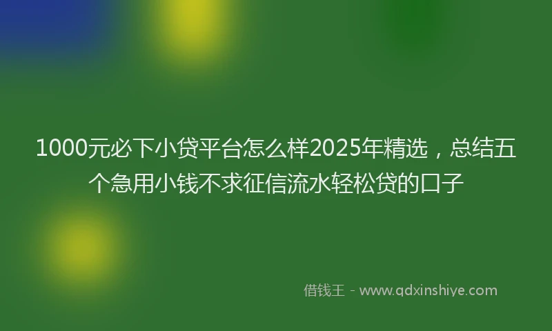 1000元必下小贷平台怎么样2025年精选，总结五个急用小钱不求征信流水轻松贷的口子