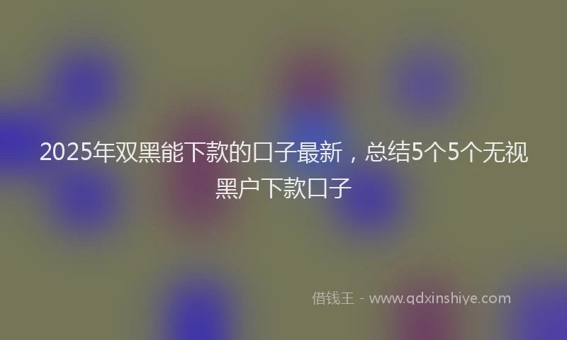 2025年双黑能下款的口子最新，总结5个5个无视黑户下款口子