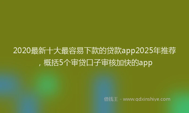 2020最新十大最容易下款的贷款app2025年推荐，概括5个审贷口子审核加快的app