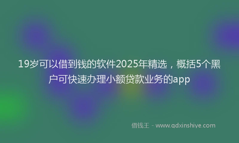 19岁可以借到钱的软件2025年精选，概括5个黑户可快速办理小额贷款业务的app