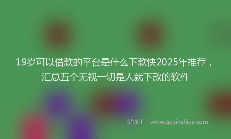 19岁可以借款的平台是什么下款快2025年推荐，汇总五个无视一切是人就下款的软件