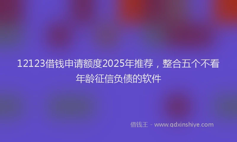 12123借钱申请额度2025年推荐，整合五个不看年龄征信负债的软件