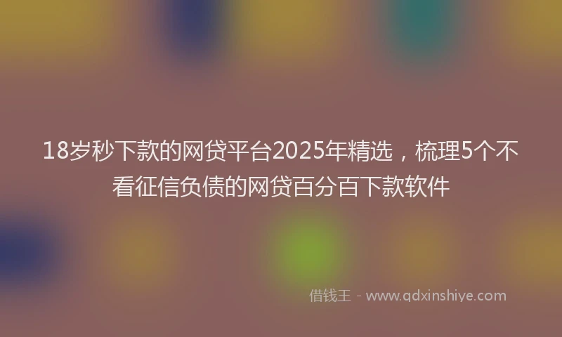 18岁秒下款的网贷平台2025年精选，梳理5个不看征信负债的网贷百分百下款软件
