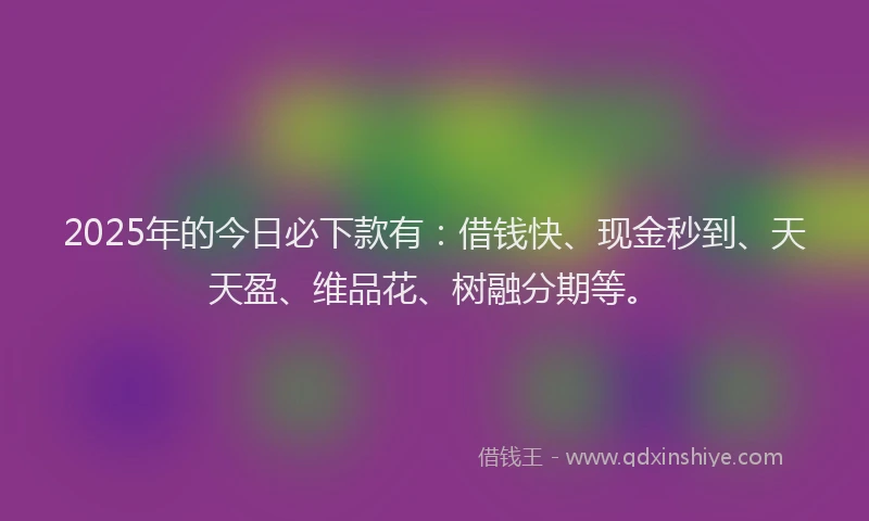 2025年的今日必下款有：借钱快、现金秒到、天天盈、维品花、树融分期等。