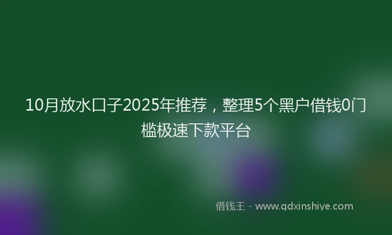 10月放水口子2025年推荐，整理5个黑户借钱0门槛极速下款平台