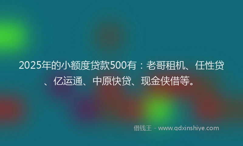 2025年的小额度贷款500有：老哥租机、任性贷、亿运通、中原快贷、现金侠借等。