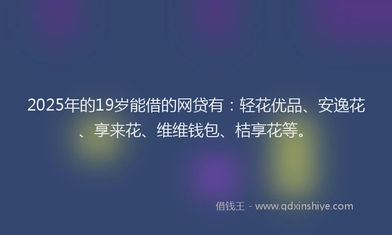 2025年的19岁能借的网贷有：轻花优品、安逸花、享来花、维维钱包、桔享花等。