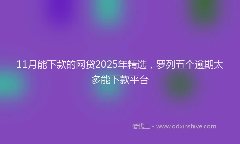 11月能下款的网贷2025年精选，罗列五个逾期太多能下款平台