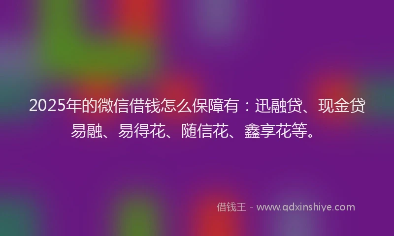 2025年的微信借钱怎么保障有：迅融贷、现金贷易融、易得花、随信花、鑫享花等。