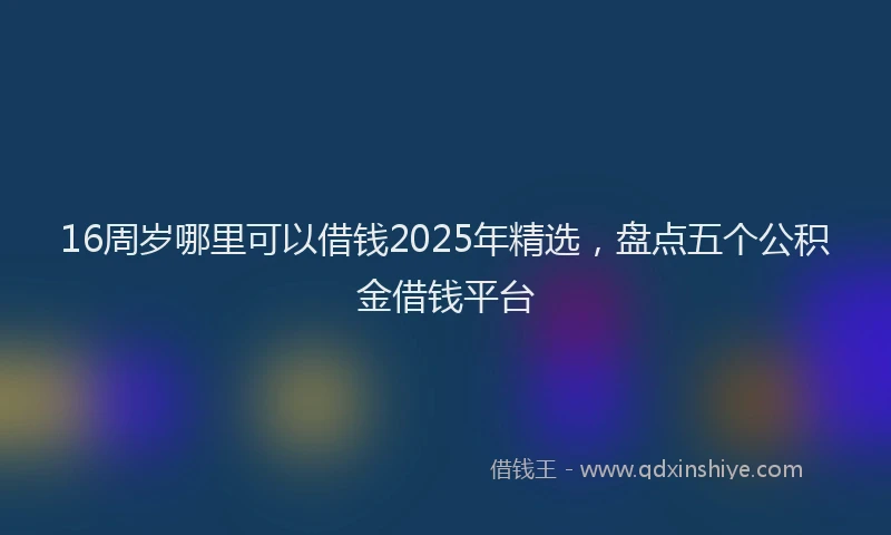 16周岁哪里可以借钱2025年精选，盘点五个公积金借钱平台