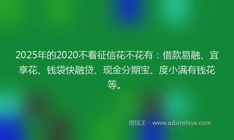 2025年的2020不看征信花不花有：借款易融、宜享花、钱袋快融贷、现金分期宝、度小满有钱花等。