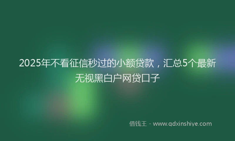 2025年不看征信秒过的小额贷款，汇总5个最新无视黑白户网贷口子