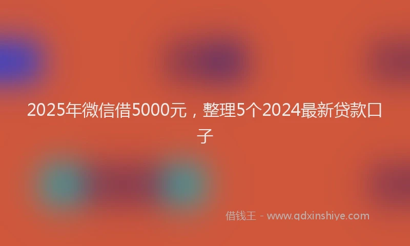 2025年微信借5000元，整理5个2024最新贷款口子