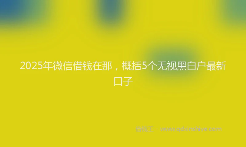 2025年微信借钱在那，概括5个无视黑白户最新口子