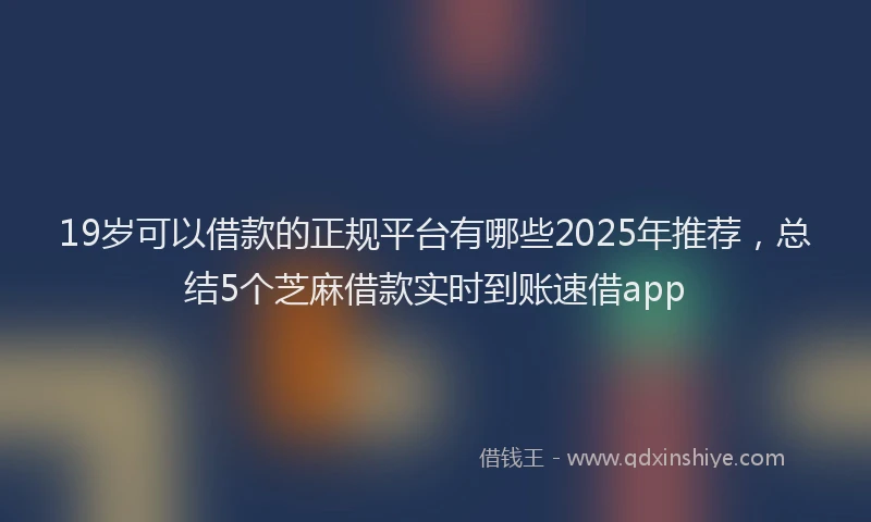 19岁可以借款的正规平台有哪些2025年推荐，总结5个芝麻借款实时到账速借app