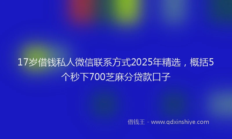 17岁借钱私人微信联系方式2025年精选，概括5个秒下700芝麻分贷款口子