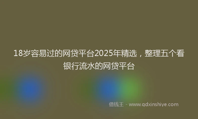 18岁容易过的网贷平台2025年精选，整理五个看银行流水的网贷平台