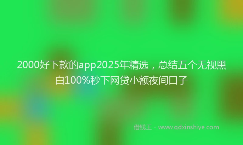 2000好下款的app2025年精选，总结五个无视黑白100%秒下网贷小额夜间口子