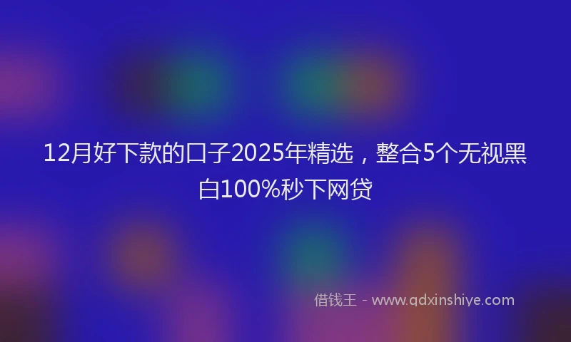 12月好下款的口子2025年精选，整合5个无视黑白100%秒下网贷