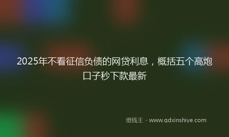 2025年不看征信负债的网贷利息，概括五个高炮口子秒下款最新
