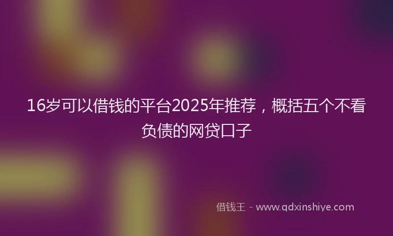 16岁可以借钱的平台2025年推荐，概括五个不看负债的网贷口子