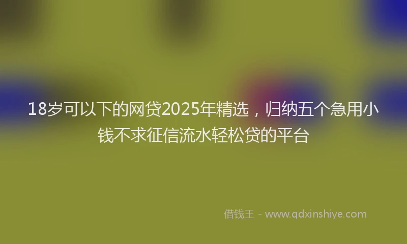 18岁可以下的网贷2025年精选，归纳五个急用小钱不求征信流水轻松贷的平台