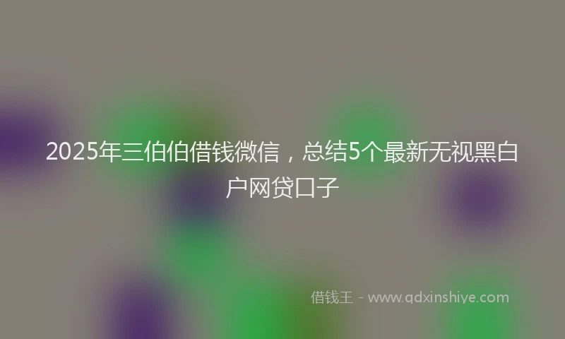 2025年三伯伯借钱微信，总结5个最新无视黑白户网贷口子
