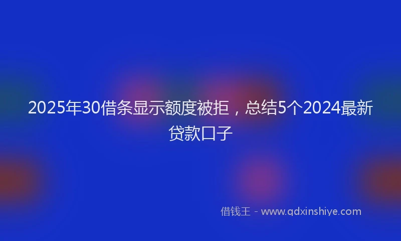 2025年30借条显示额度被拒，总结5个2024最新贷款口子