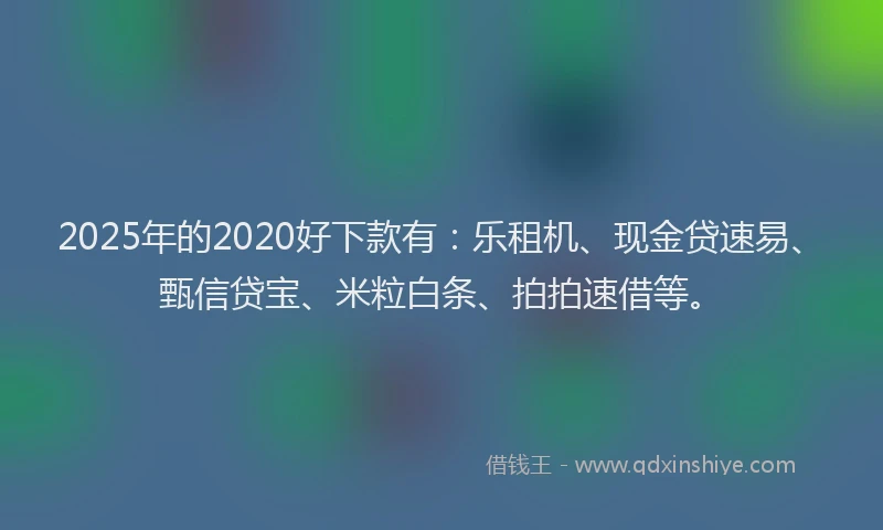 2025年的2020好下款有：乐租机、现金贷速易、甄信贷宝、米粒白条、拍拍速借等。
