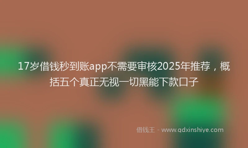 17岁借钱秒到账app不需要审核2025年推荐，概括五个真正无视一切黑能下款口子