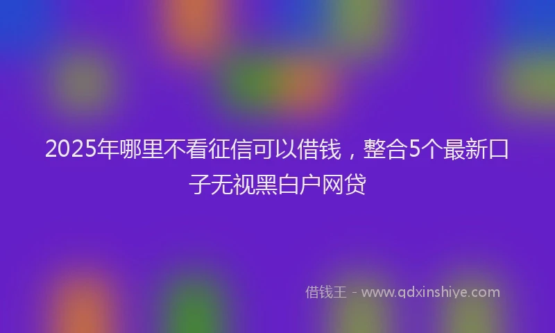 2025年哪里不看征信可以借钱，整合5个最新口子无视黑白户网贷