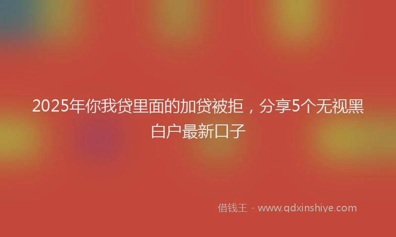 2025年你我贷里面的加贷被拒，分享5个无视黑白户最新口子