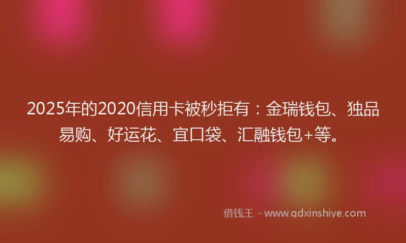 2025年的2020信用卡被秒拒有：金瑞钱包、独品易购、好运花、宜口袋、汇融钱包+等。