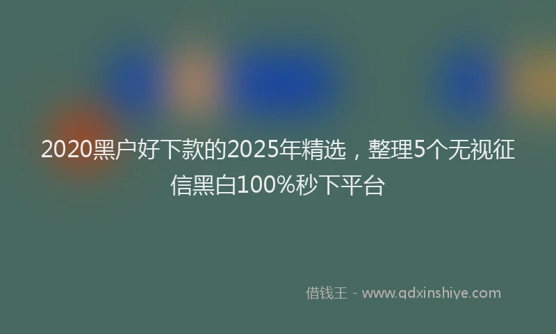 2020黑户好下款的2025年精选，整理5个无视征信黑白100%秒下平台