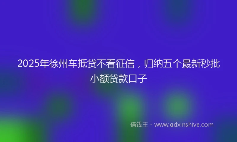 2025年徐州车抵贷不看征信，归纳五个最新秒批小额贷款口子