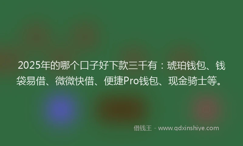 2025年的哪个口子好下款三千有：琥珀钱包、钱袋易借、微微快借、便捷Pro钱包、现金骑士等。