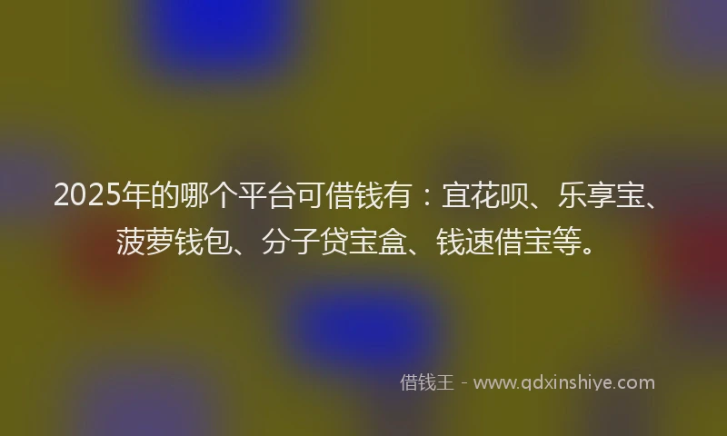 2025年的哪个平台可借钱有：宜花呗、乐享宝、菠萝钱包、分子贷宝盒、钱速借宝等。