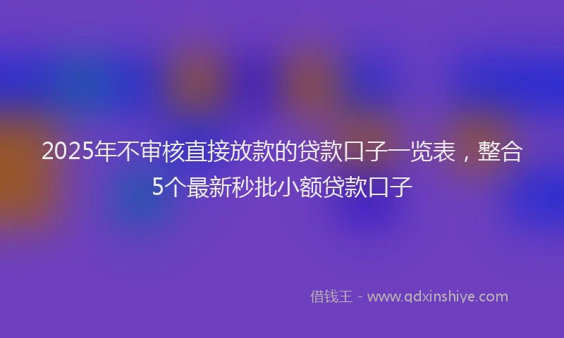 2025年不审核直接放款的贷款口子一览表，整合5个最新秒批小额贷款口子