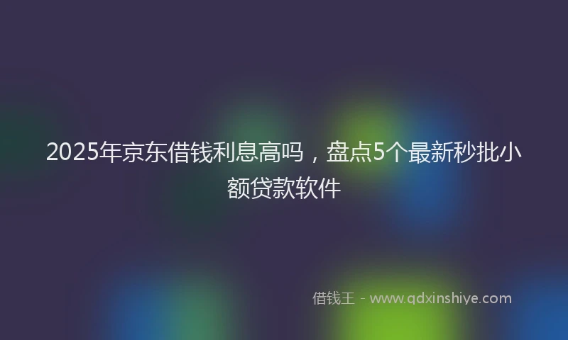 2025年京东借钱利息高吗，盘点5个最新秒批小额贷款软件