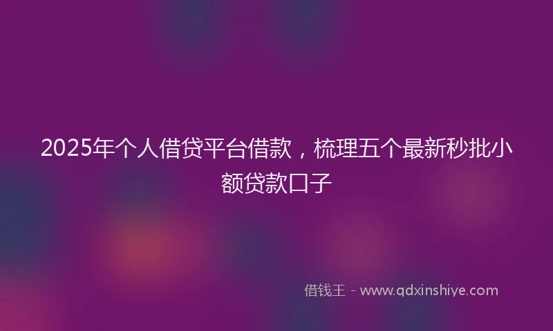 2025年个人借贷平台借款，梳理五个最新秒批小额贷款口子