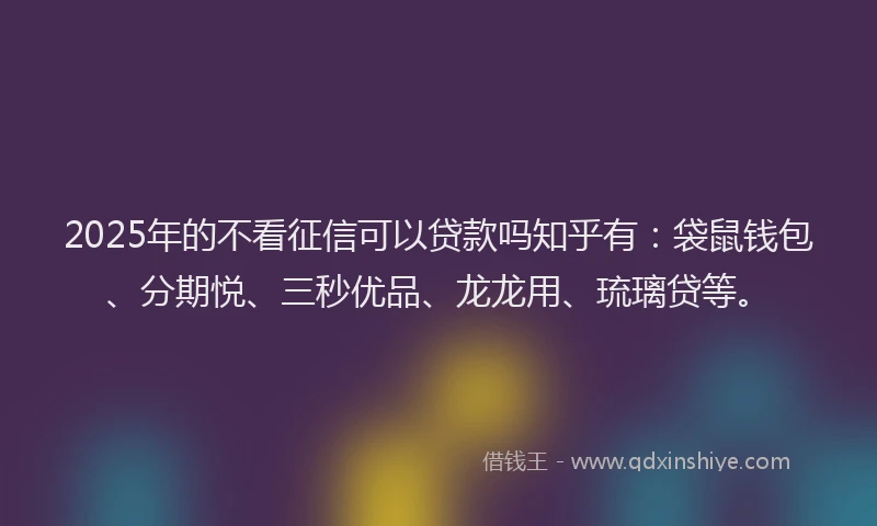 2025年的不看征信可以贷款吗知乎有：袋鼠钱包、分期悦、三秒优品、龙龙用、琉璃贷等。